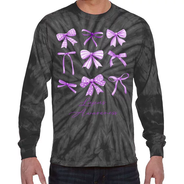 Purple Bow Lupus Awareness Tie-Dye Long Sleeve Shirt