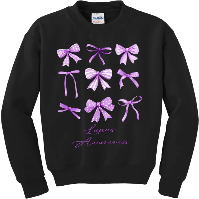 Purple Bow Lupus Awareness Kids Sweatshirt