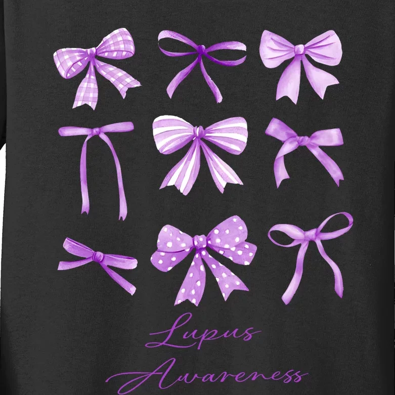 Purple Bow Lupus Awareness Kids Long Sleeve Shirt