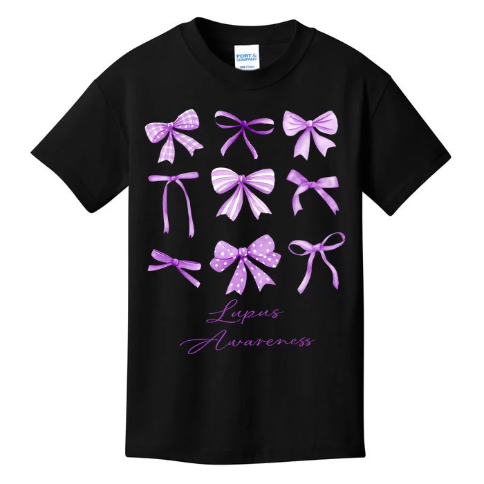 Purple Bow Lupus Awareness Kids T-Shirt