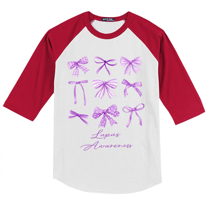 Purple Bow Lupus Awareness Kids Colorblock Raglan Jersey