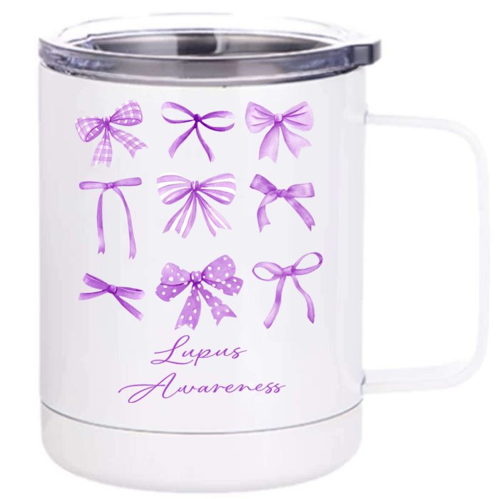 Purple Bow Lupus Awareness Front & Back 12oz Stainless Steel Tumbler Cup