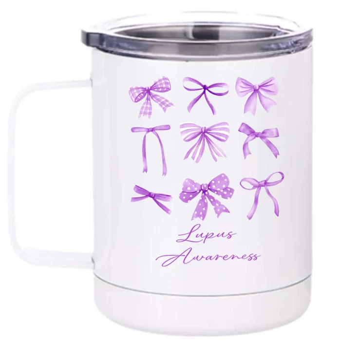 Purple Bow Lupus Awareness Front & Back 12oz Stainless Steel Tumbler Cup