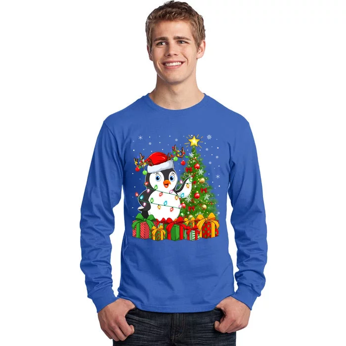 Penguin Bird Lover Xmas Holiday Santa Penguin Christmas Tree Gift Tall Long Sleeve T-Shirt