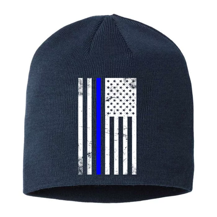 Police Blue Line American Flag 8 1/2in Sustainable Knit Beanie