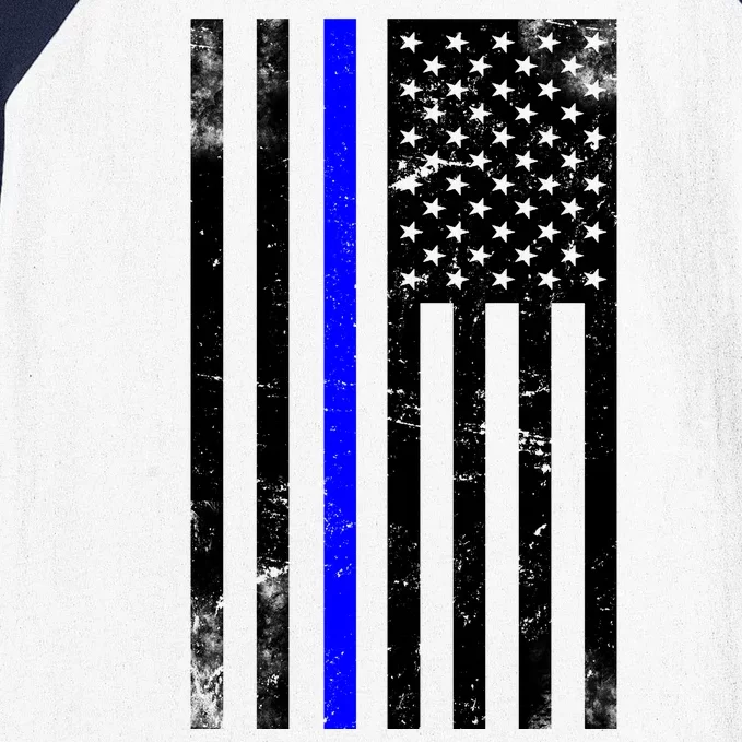 Police Blue Line American Flag Baseball Sleeve Shirt