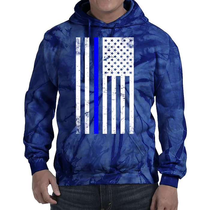 Police Blue Line American Flag Tie Dye Hoodie