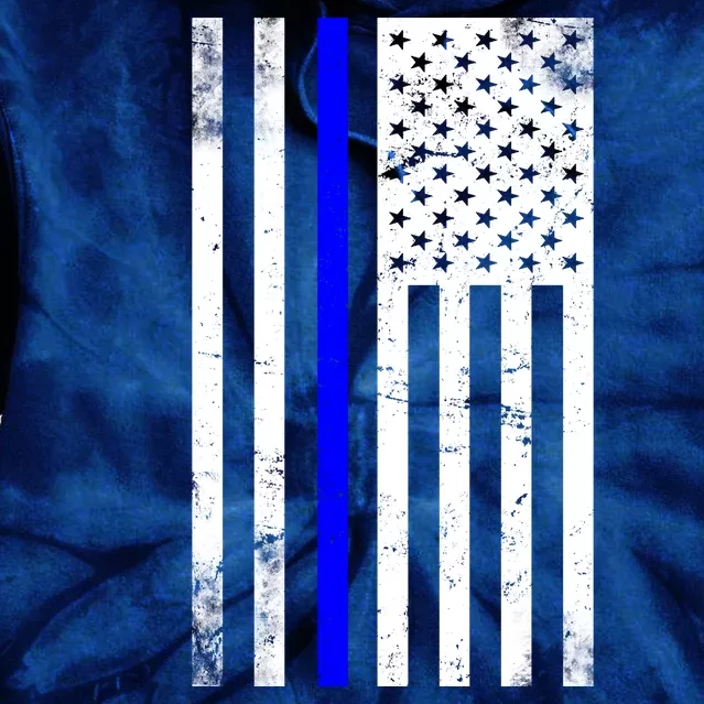 Police Blue Line American Flag Tie Dye Hoodie