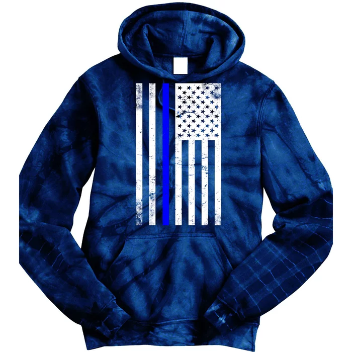 Police Blue Line American Flag Tie Dye Hoodie