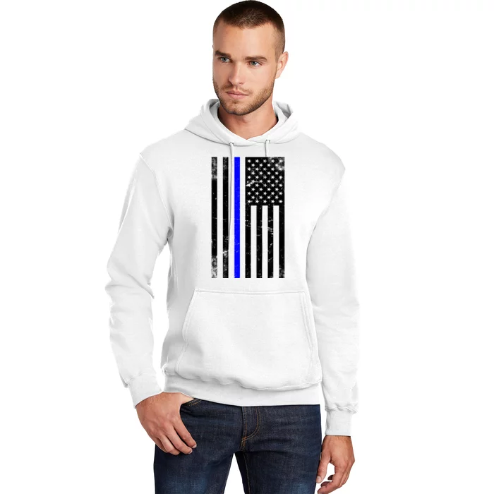 Police Blue Line American Flag Hoodie