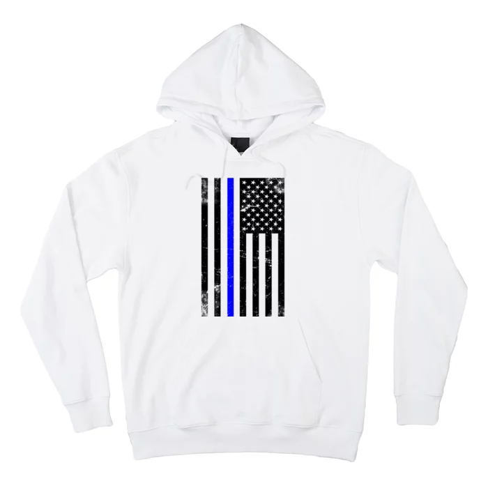 Police Blue Line American Flag Hoodie