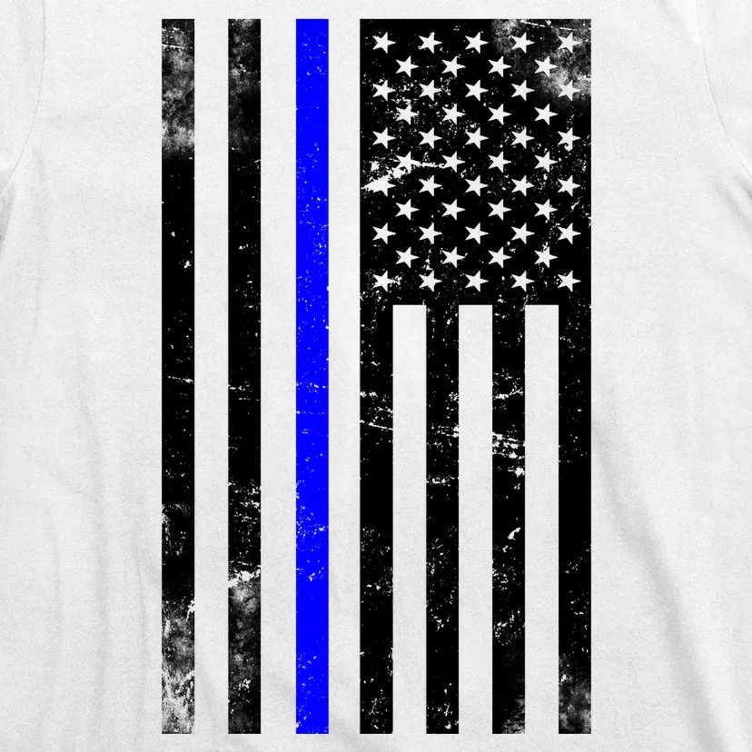 Police Blue Line American Flag T-Shirt