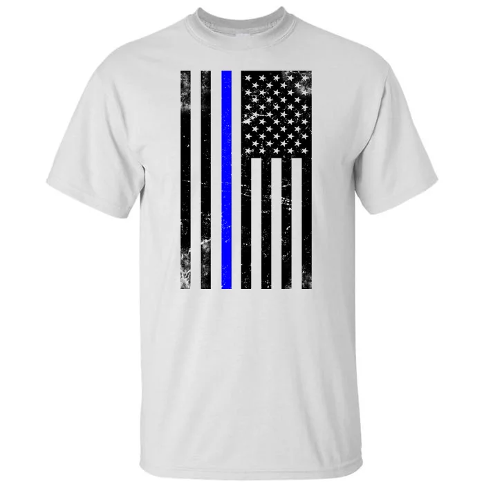 Police Blue Line American Flag Tall T-Shirt