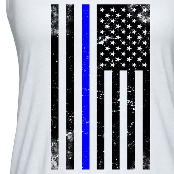 Police Blue Line American Flag Ladies Essential Flowy Tank