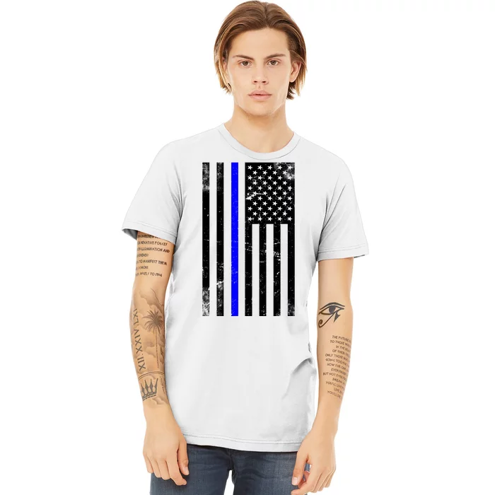 Police Blue Line American Flag Premium T-Shirt