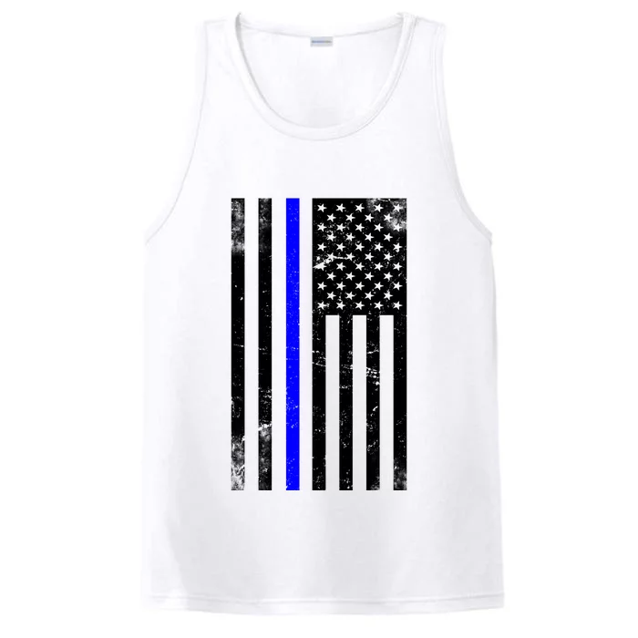 Police Blue Line American Flag Performance Tank