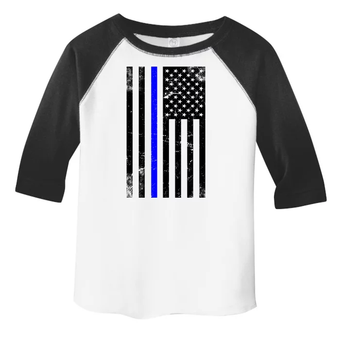 Police Blue Line American Flag Toddler Fine Jersey T-Shirt