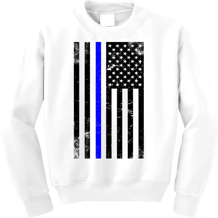 Police Blue Line American Flag Kids Sweatshirt