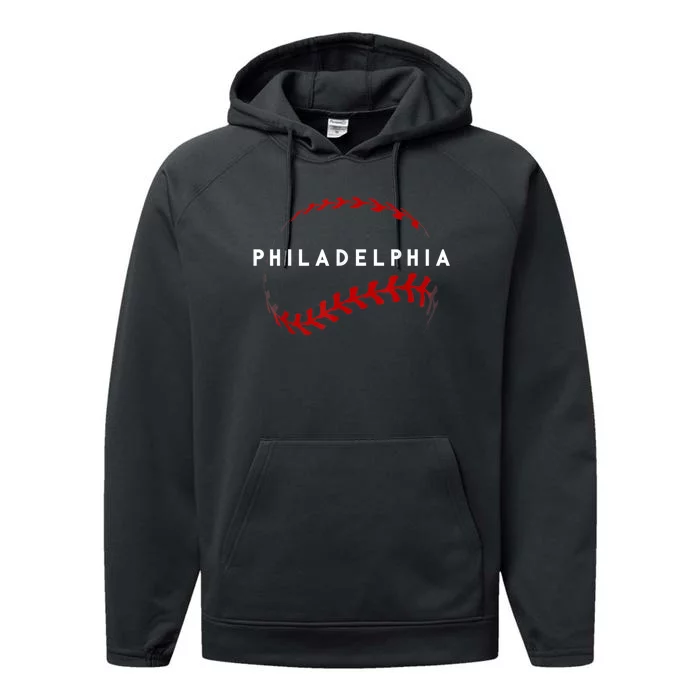 Philly Baseball Lovers Vintage Baseball Fans Performance Fleece Hoodie