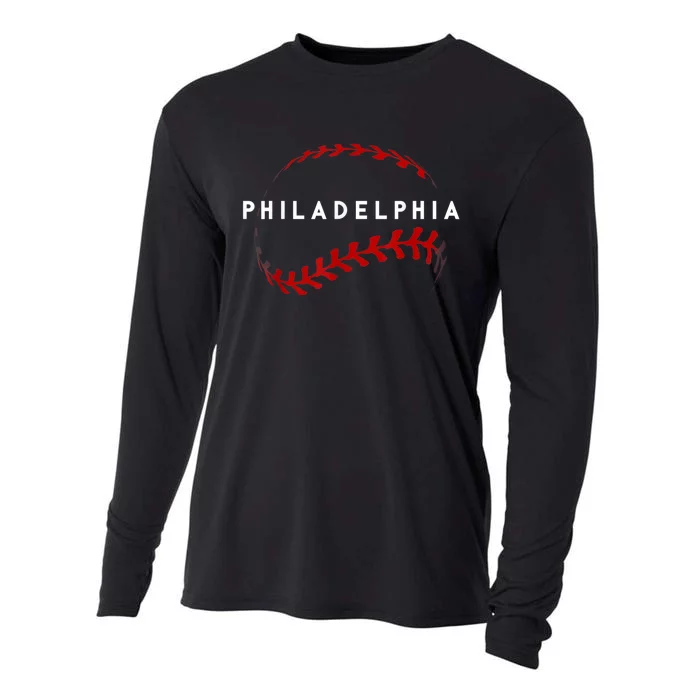 Philly Baseball Lovers Vintage Baseball Fans Cooling Performance Long Sleeve Crew