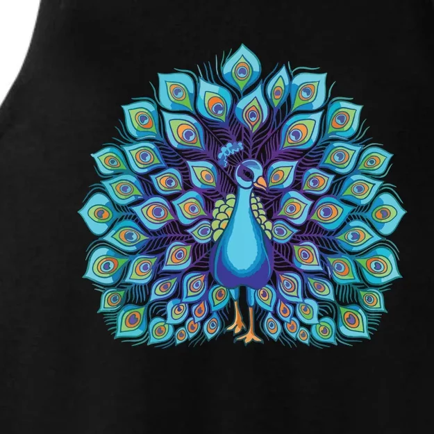 Peacock Bird Lover Illustration Ladies Tri-Blend Wicking Tank