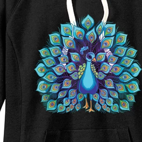 Peacock Bird Lover Illustration Women's Fleece Hoodie