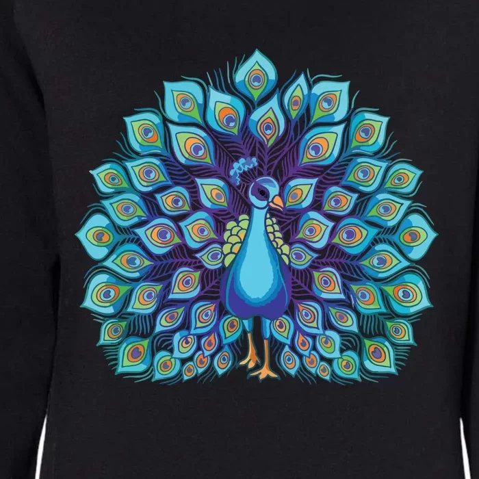 Peacock Bird Lover Illustration Womens California Wash Sweatshirt