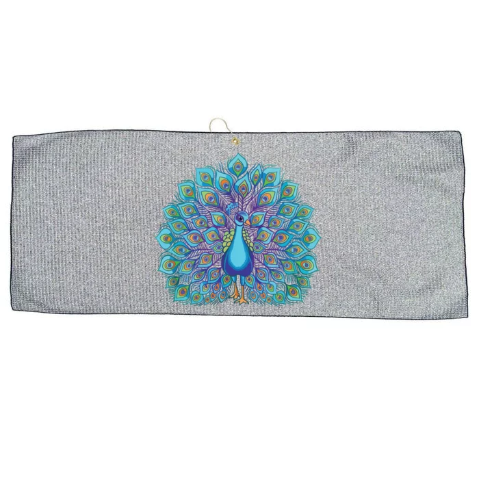 Peacock Bird Lover Illustration Large Microfiber Waffle Golf Towel