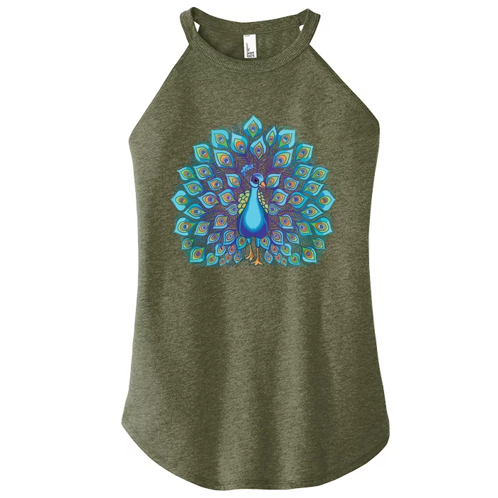 Peacock Bird Lover Illustration Women’s Perfect Tri Rocker Tank