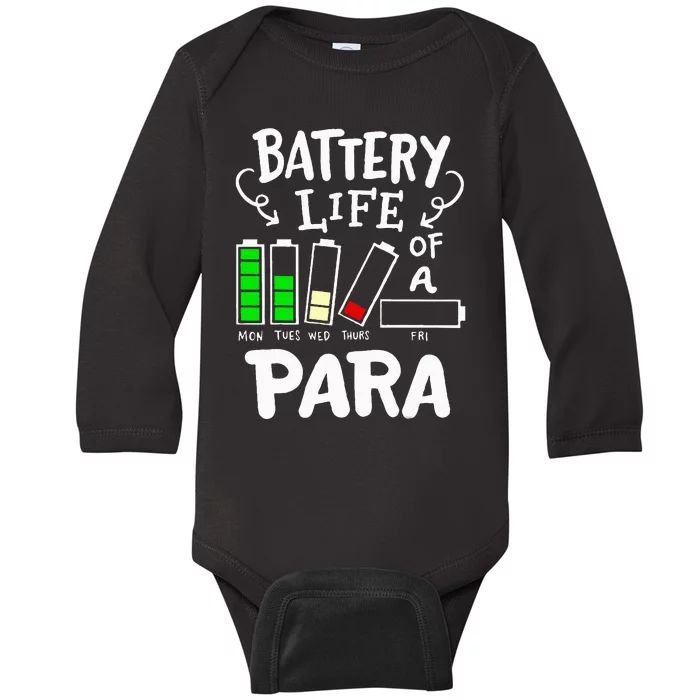 Para Battery Life Of A Para Baby Long Sleeve Bodysuit