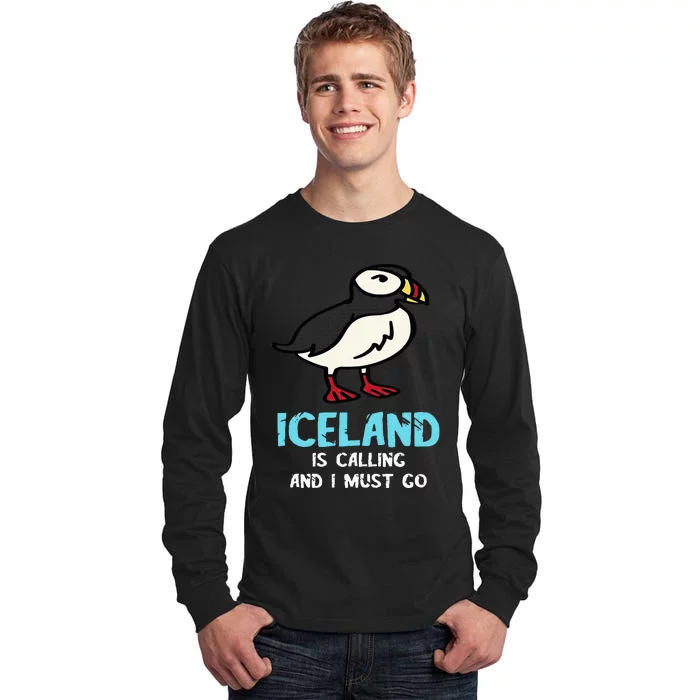 Puffin Bird Lover Iceland Is Calling Seabird Lover Puffin Tall Long Sleeve T-Shirt