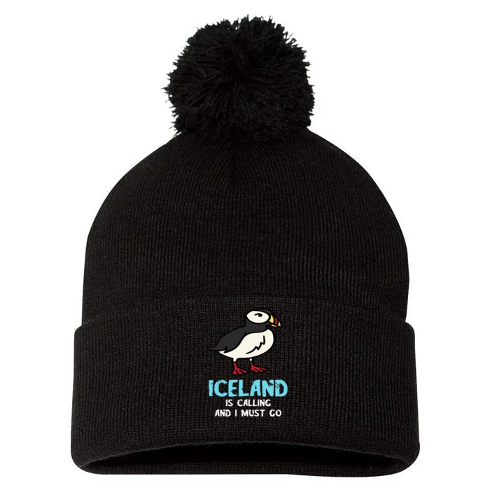 Puffin Bird Lover Iceland Is Calling Seabird Lover Puffin Pom Pom 12in Knit Beanie