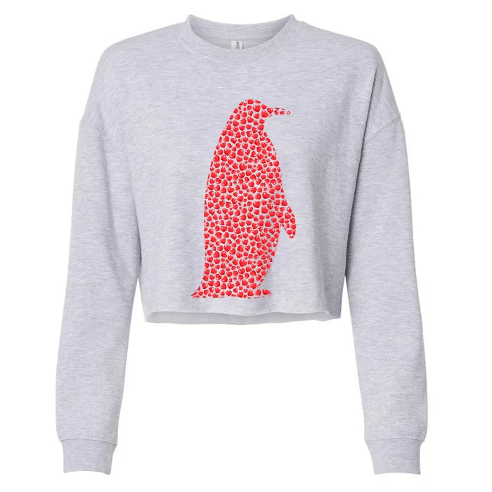 Penguin Bird Lover Heart Shape Penguin Valentine's Day Cute Gift Cropped Pullover Crew