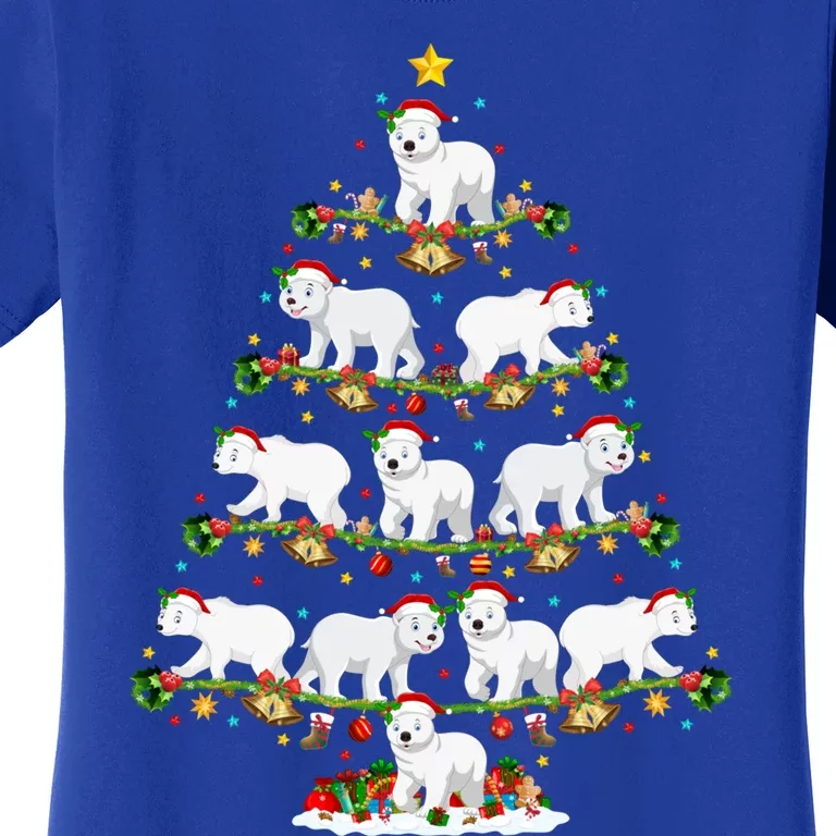 Polar Bear Lover Lights Xmas Santa Polar Bear Christmas Tree Funny Gift Women's T-Shirt