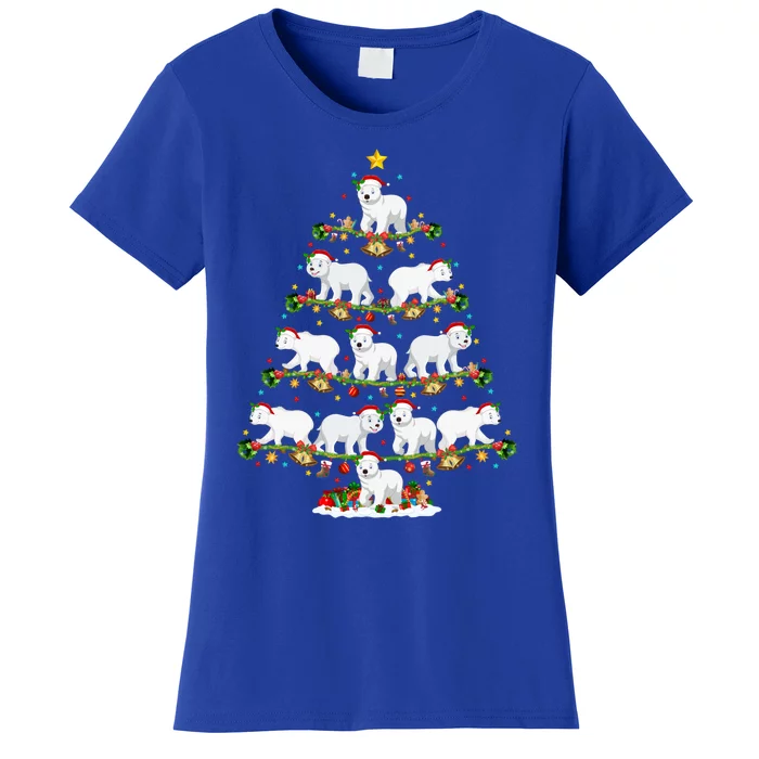 Polar Bear Lover Lights Xmas Santa Polar Bear Christmas Tree Funny Gift Women's T-Shirt