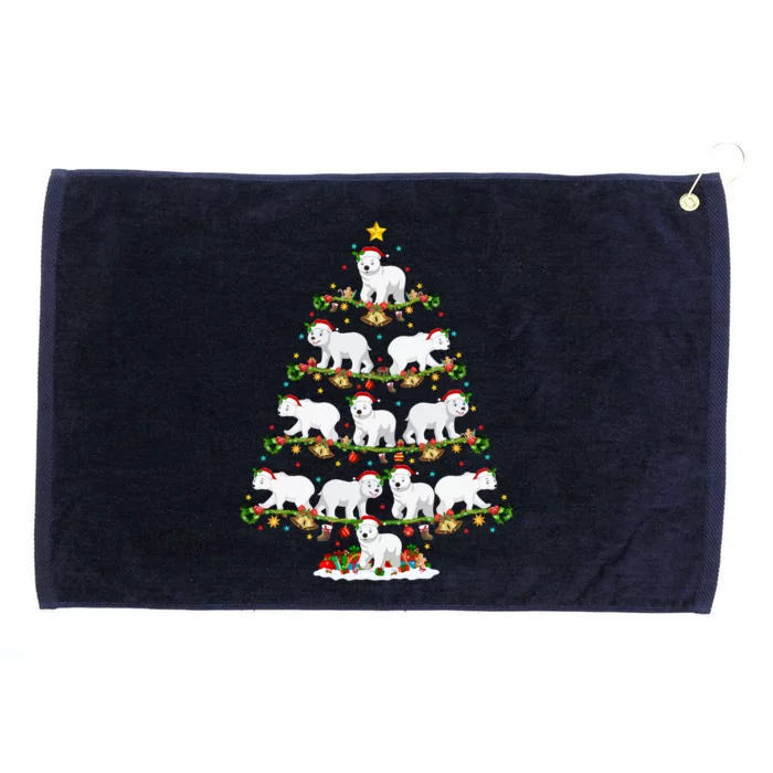 Polar Bear Lover Lights Xmas Santa Polar Bear Christmas Tree Funny Gift Grommeted Golf Towel