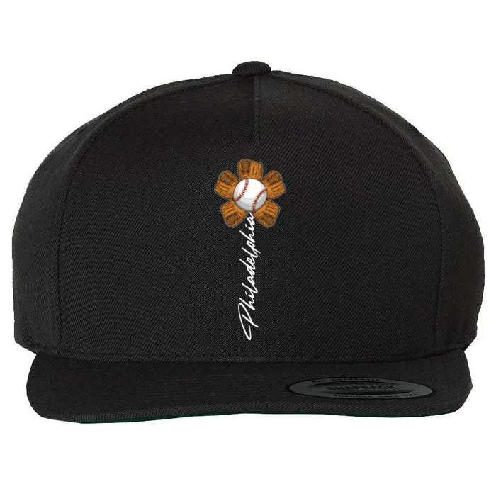 Philadelphia Baseball Mitt Flower Baseball Fan Wool Snapback Cap