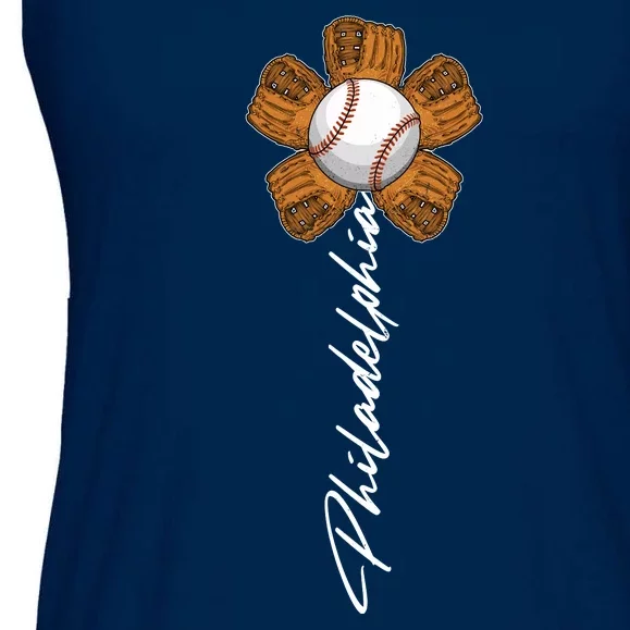 Philadelphia Baseball Mitt Flower Baseball Fan Ladies Essential Flowy Tank