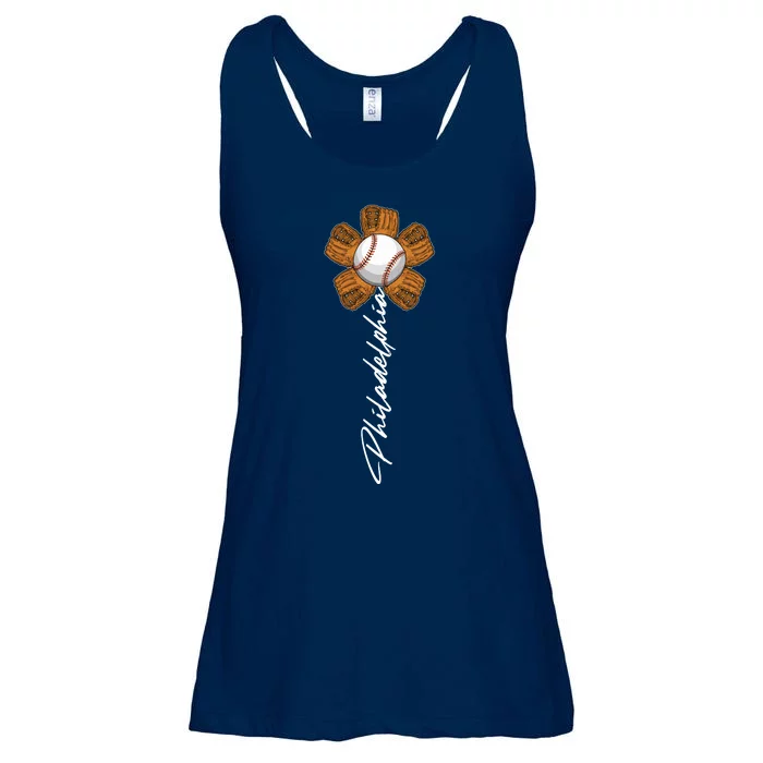 Philadelphia Baseball Mitt Flower Baseball Fan Ladies Essential Flowy Tank