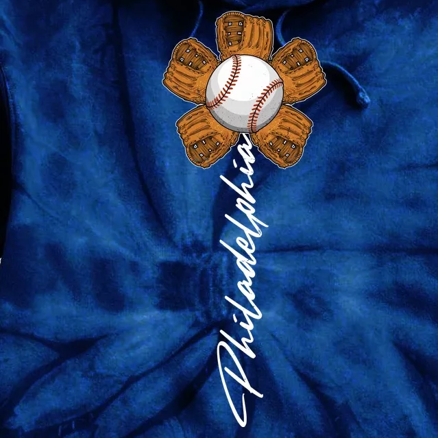 Philadelphia Baseball Mitt Flower Baseball Fan Tie Dye Hoodie