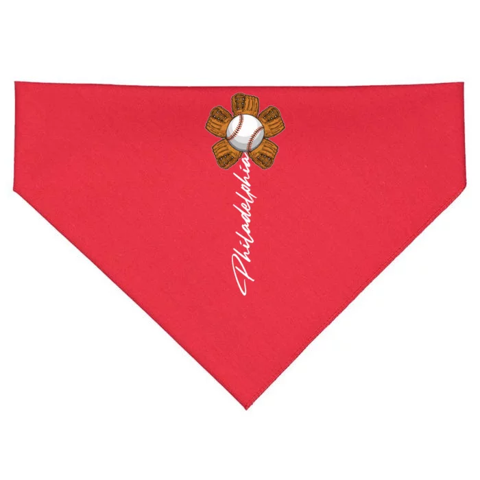 Philadelphia Baseball Mitt Flower Baseball Fan USA-Made Doggie Bandana