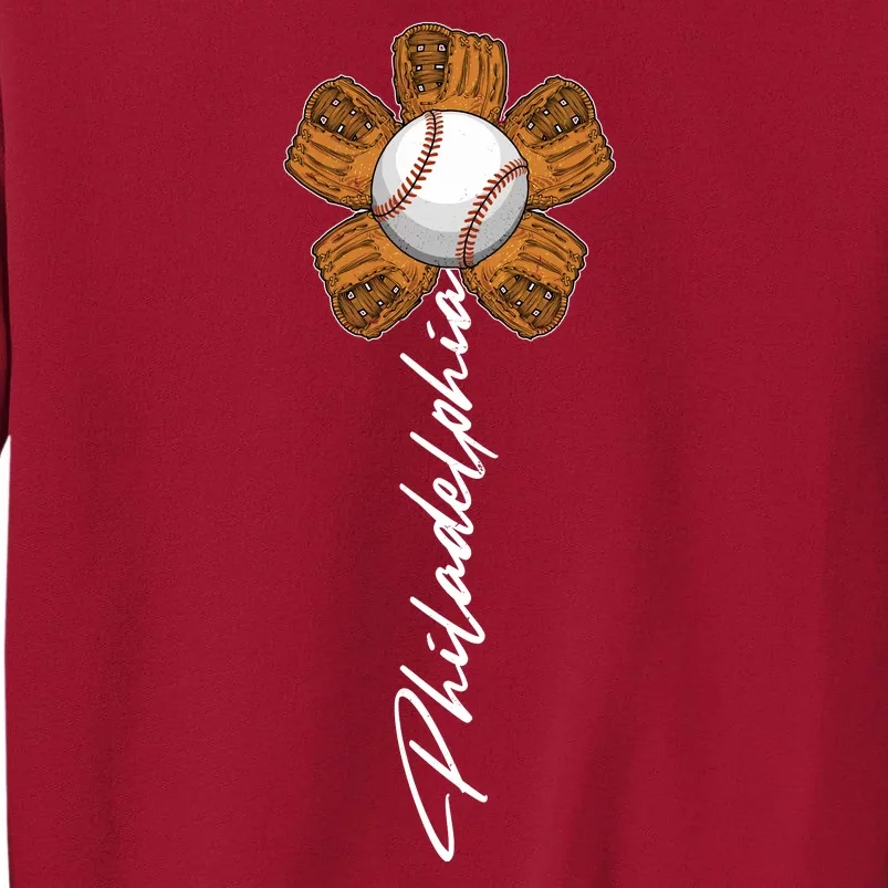 Philadelphia Baseball Mitt Flower Baseball Fan Tall Sweatshirt