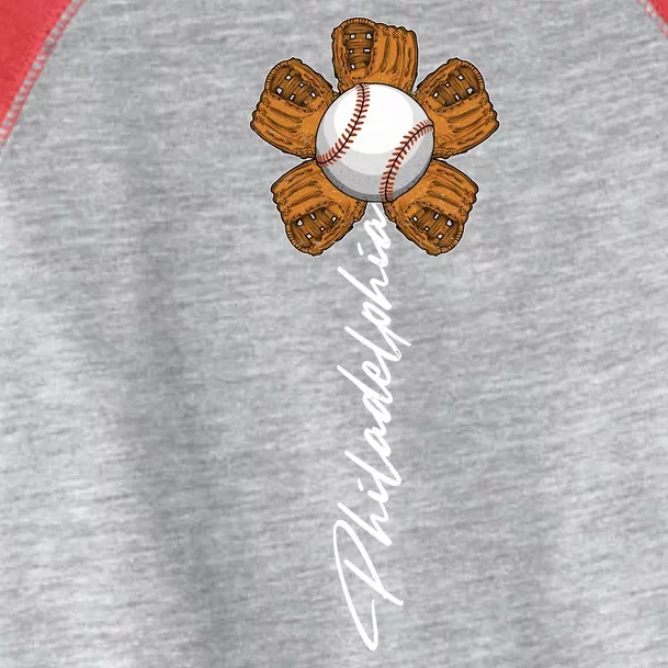 Philadelphia Baseball Mitt Flower Baseball Fan Toddler Fine Jersey T-Shirt