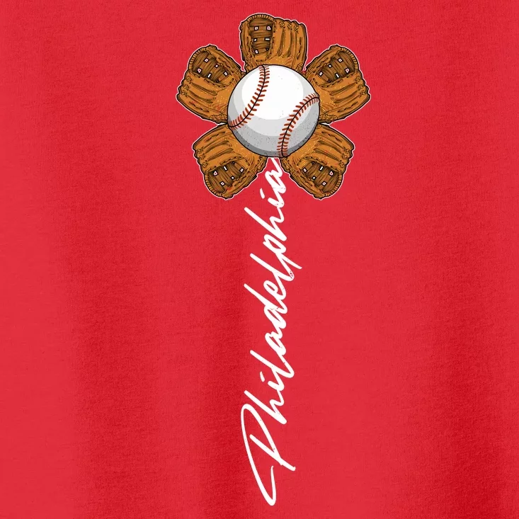 Philadelphia Baseball Mitt Flower Baseball Fan Toddler T-Shirt