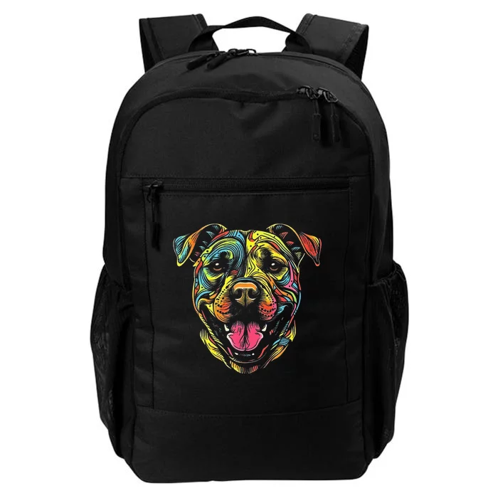 Pit Bull Mom Dog Lover Colorful Artistic Pitbull Owner Daily Commute Backpack