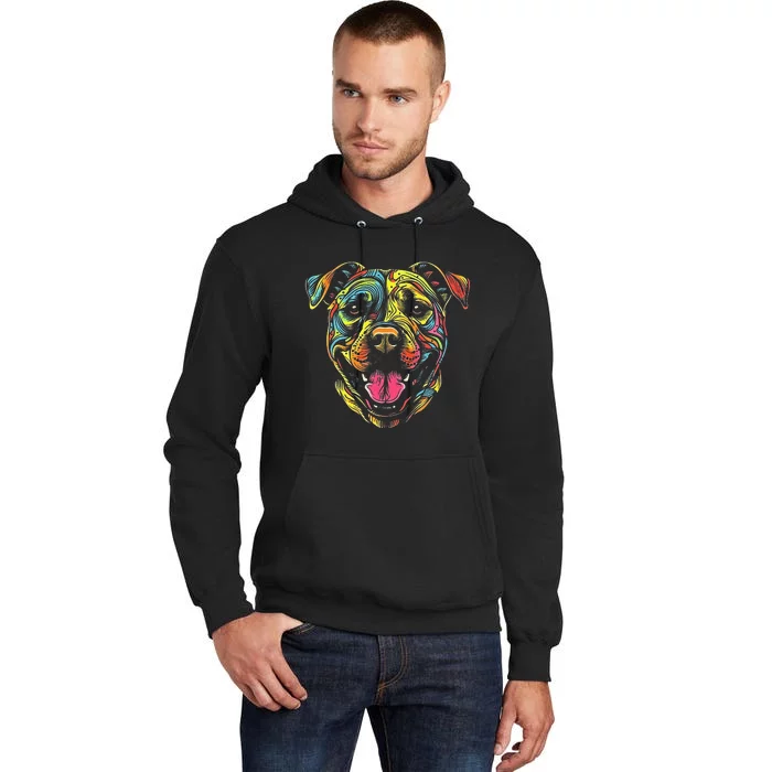 Pit Bull Mom Dog Lover Colorful Artistic Pitbull Owner Tall Hoodie