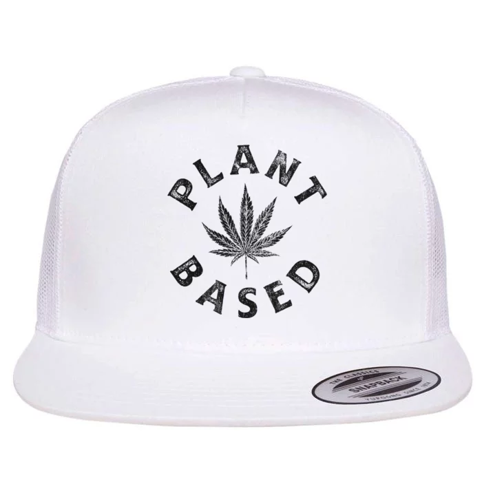 Plant Based Marijuana Leaf Weed Cannabis Pot Smoker Flat Bill Trucker Hat