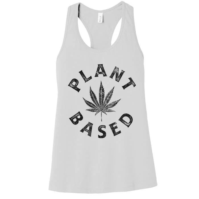 Plant Based Marijuana Leaf Weed Cannabis Pot Smoker Women's Racerback Tank