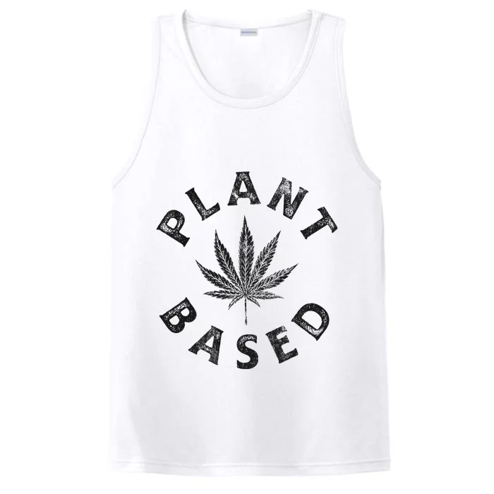 Plant Based Marijuana Leaf Weed Cannabis Pot Smoker Performance Tank