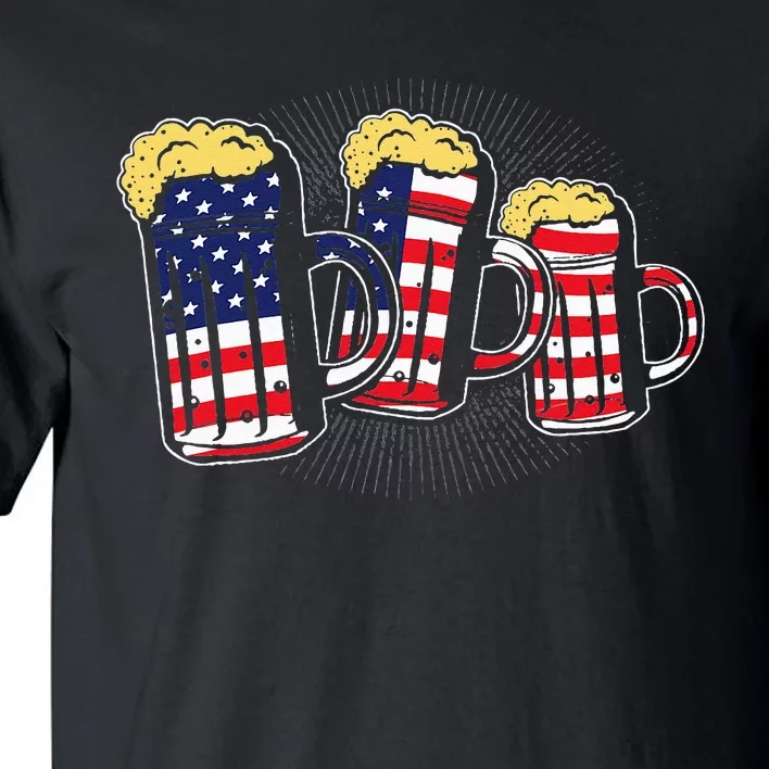 Patriotic Beer Mug American Flag USA 4th of July Merica Gift Tall T-Shirt